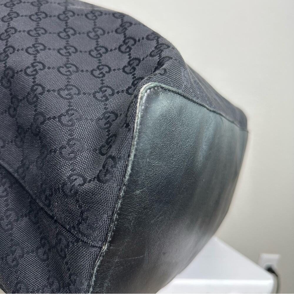 GUCCI GG Monogram Black Canvas Drawstring Large Bucket Bag Tote - Picture 6 of 10